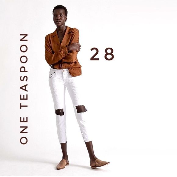 One Teaspoon Denim - ONE TEASPOON Busted Knee White Freebirds